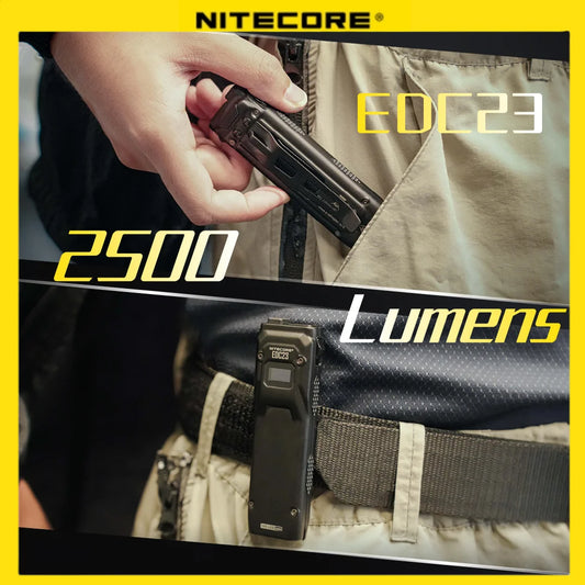 NITECORE EDC23 Tactical Flashlight – 2500LM Portable Emergency Work Light for Camping, Climbing & Outdoor Search