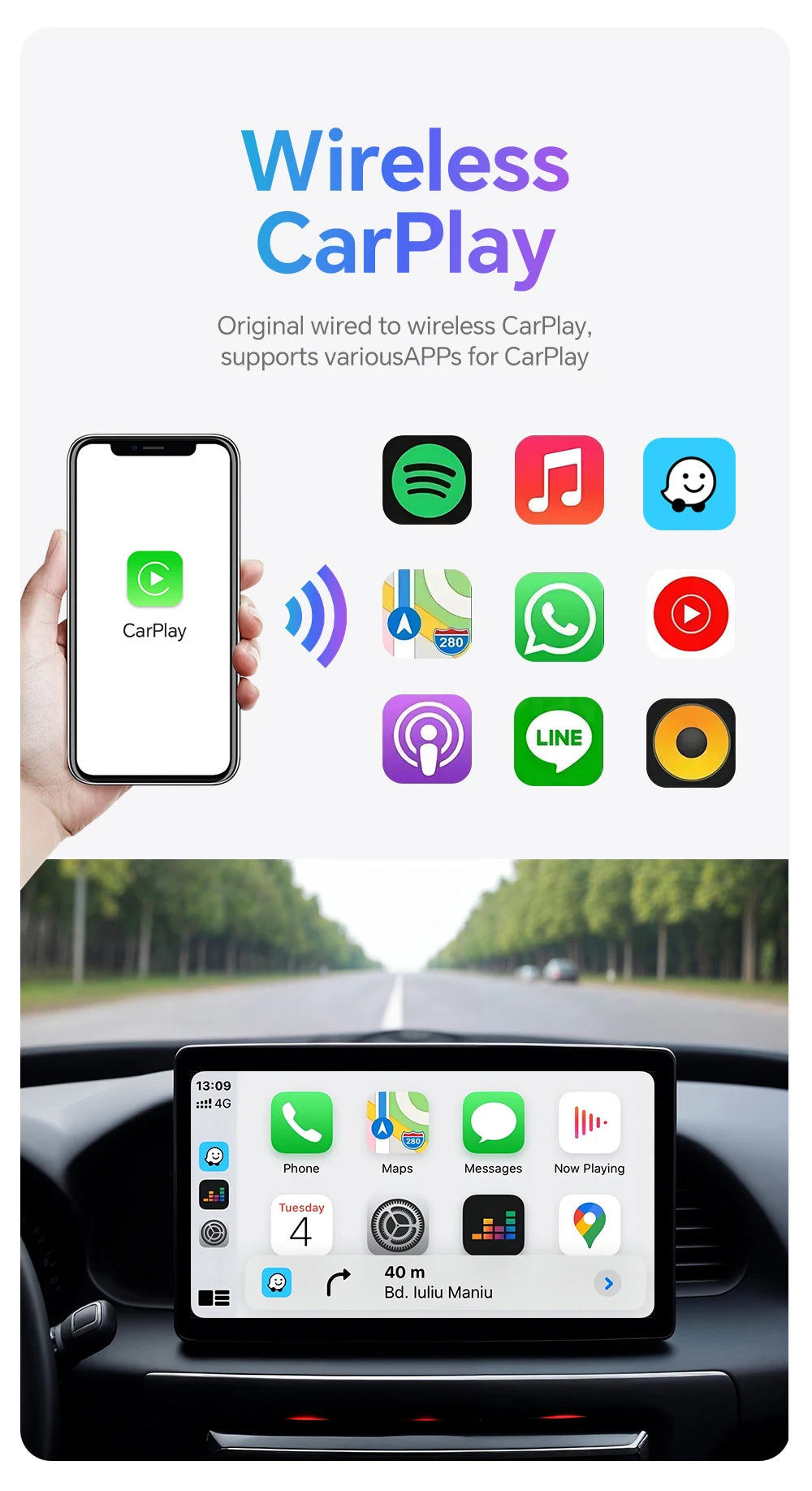 Congo Plug XUDA 2025 2-in-1 Wireless CarPlay & Android Auto Mini Box — Smart Plug ...