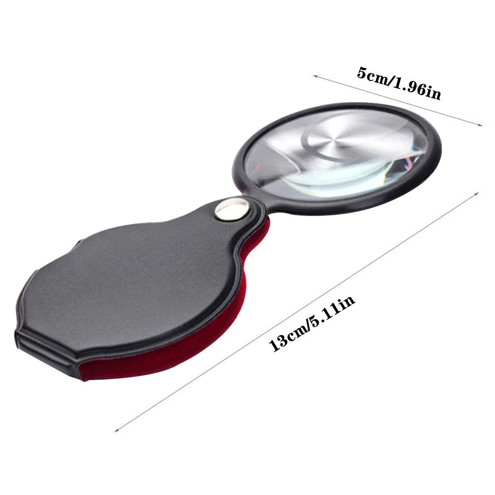 10X Folding Magnifier – Portable Handheld Loupe for Jewelry & Reading, Mini Pocket Lens for Elderly (50/60/70mm)