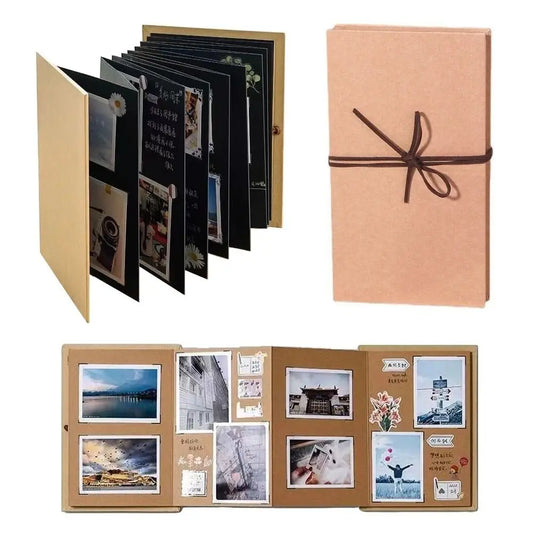 10 Page Accordion Folding DIY Photo Album – Kraft Paper Souvenir Book, Creative Gift Folding Design