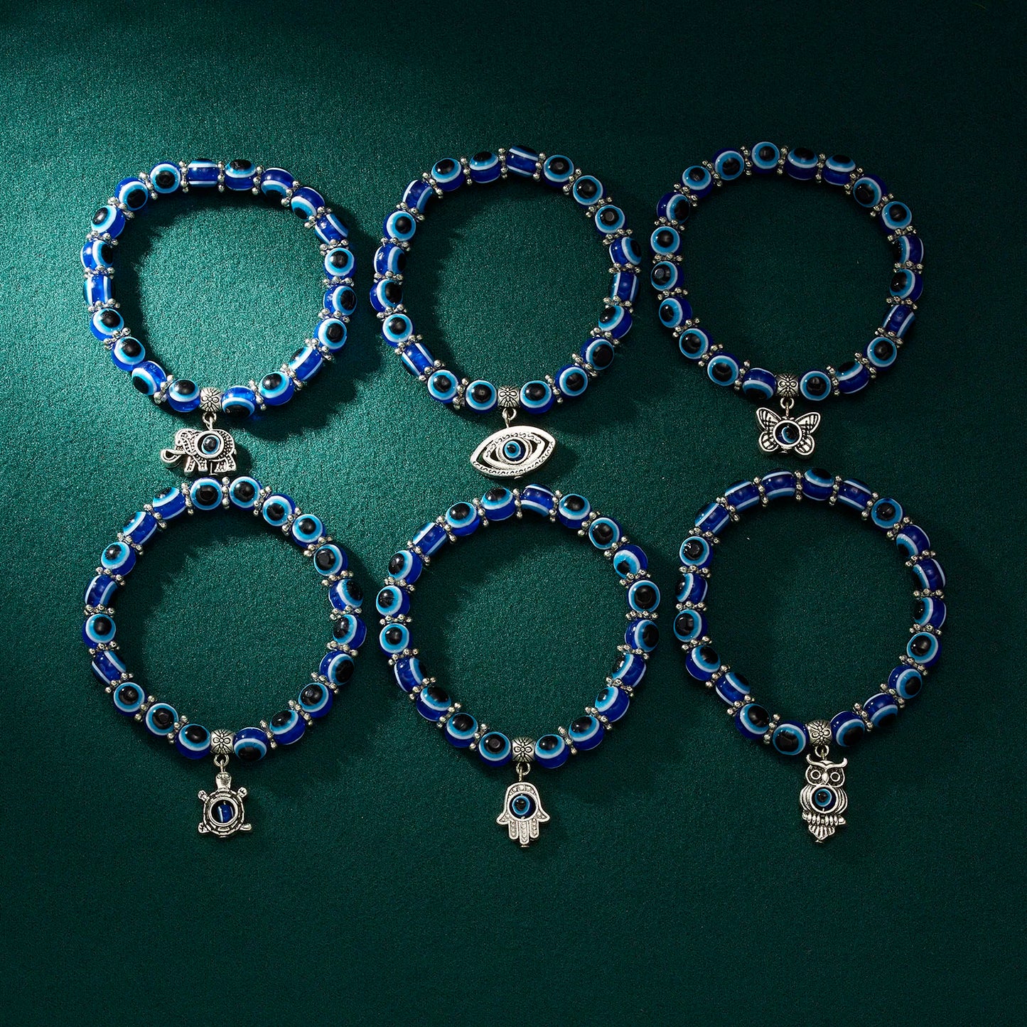Classic Turkish Evil Eye Bracelets: Handmade Blue Eye Palm Butterfly Pendant Bangles for Men & Women - Lucky Charm Jewelry