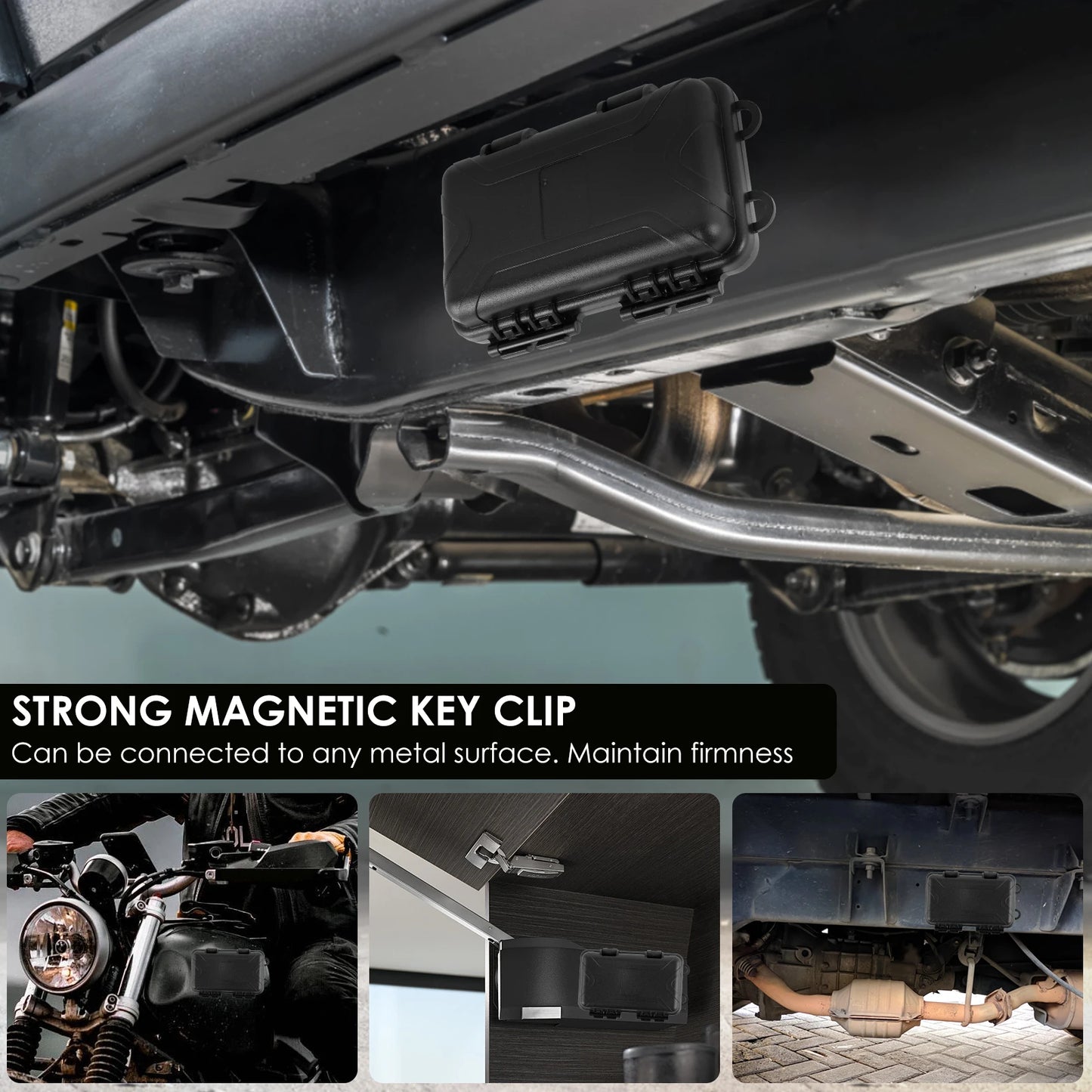 1-2Pcs Upgraded Magnetic Key Holder – Waterproof & Rustproof Under Car Key Box (Multifunctional Spare Key Hider)