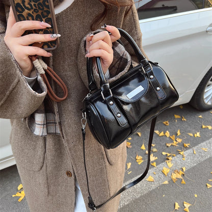 Burgundy Mini Top-Handle Bag for Women — PU Leather Shoulder & Crossbody Handbag 2024 Luxury Designer