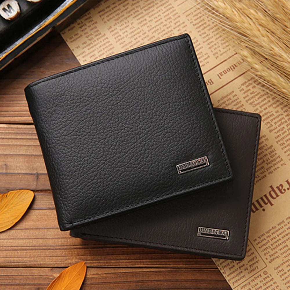 Classic Short Genuine Leather Men's Wallet: Fashion Coin Pocket Card Holder Purse - Simple Quality Male Wallets