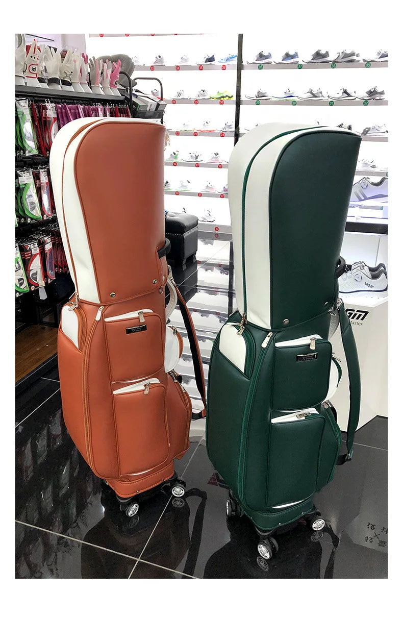 PGM Wheeled Golf Caddy Bag QB127 – 4-Wheel 360° Rotation Removable Waterproof Bag for Men & Women