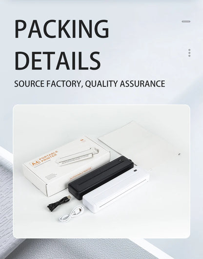 A4 Portable Thermal Printer - Lightweight & Compact Wireless Mobile Printer for Travel, Vehicles, and Office Use