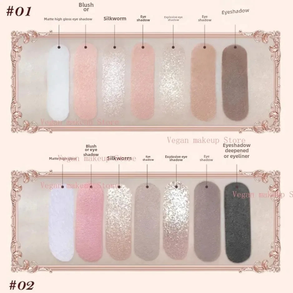 Flower Knows Moonlight Mermaid Eyeshadow Palette – 5-Color Matte, Shimmer & Glitter Waterproof Eye Shadow