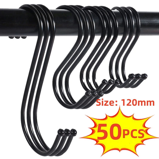 10/50pcs Metal S-Shape Hooks – Multi-Function Hangers for Kitchen, Bathroom, Bedroom, Clothes, Bags & Plants