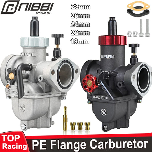 NIBBI PE Flange Carburetor for Motorcycle – 19mm-28mm 2T/4T GY6 Engine 100cc-250cc ATV Yamaha Pitbike Racing