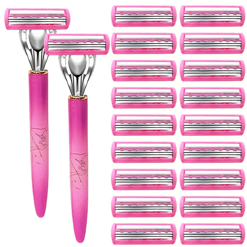 Women’s Safety Razor Blade Set – 4/12PCS 3-Layer Stainless Steel Repla ...