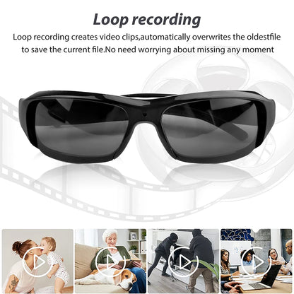 Wearable HD 1080P Mini Glasses Camera – Portable Outdoor Security Sports DV DVR Video Recorder, Surveillance Camcorder for Driving