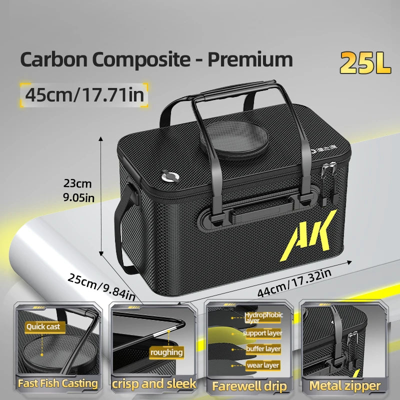 YUZHIYUAN Foldable Fishing Container – Portable Live Fish Bucket with Large Capacity EVA Water Bucket