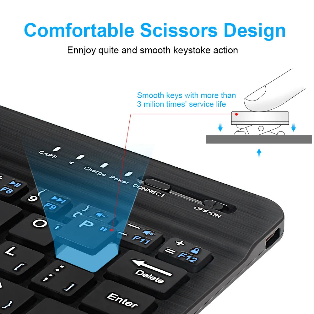Rechargeable Bluetooth Wireless Mini Keyboard: Ideal for Laptop, Tablet, Phone, iPad - Gaming Compatible with Android, iOS, Windows