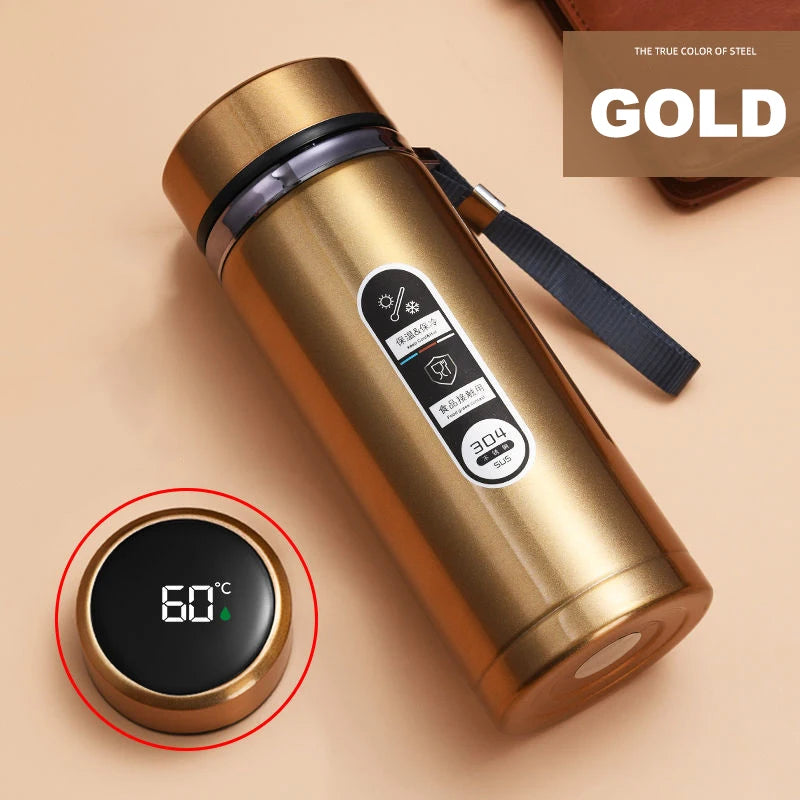 Stainless Steel Thermos Bottle 500ML-1L with LED Temperature Display - SUS304 Vacuum Flask for Tea and Water, Portable Travel Cup