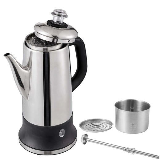 SucceBuy 12-Cup Electric Coffee Percolator – 304 Stainless Steel with Keep Warm Function
