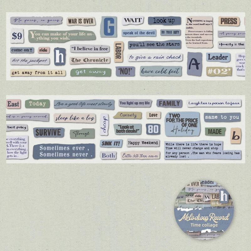 Mr. Paper 6 Style Retro English Theme Washi Tape – 1 Roll for DIY Crafts, Phone Case, Glass Bottle, Photo Frame Decoration