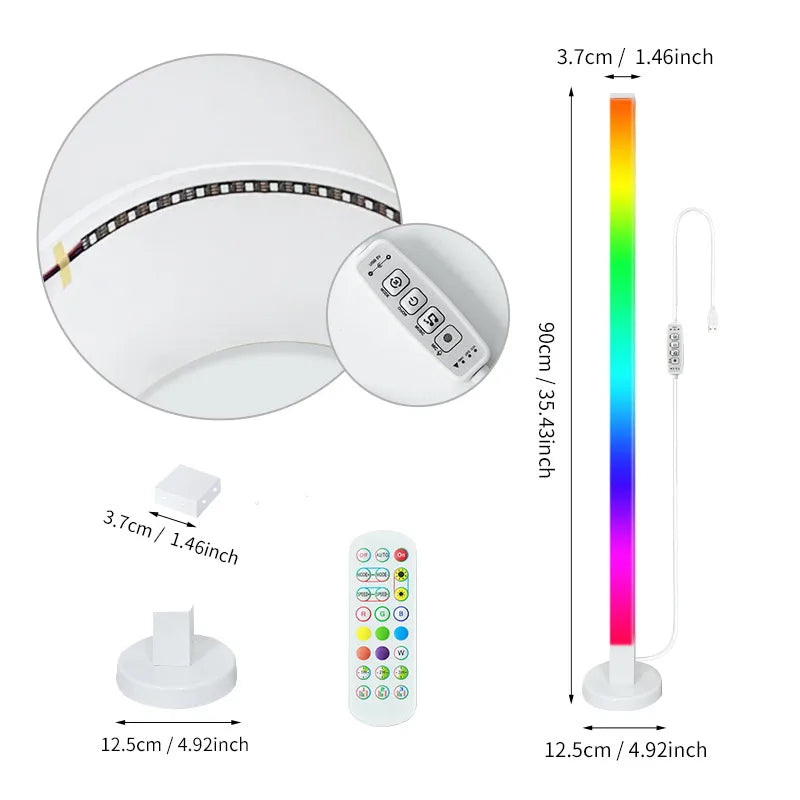 RGB LED Floor Lamp – Remote & APP Control, Music Sync Corner Lighting, Modern Mood Lamp for Bedroom, Living Room & Gaming Decor
