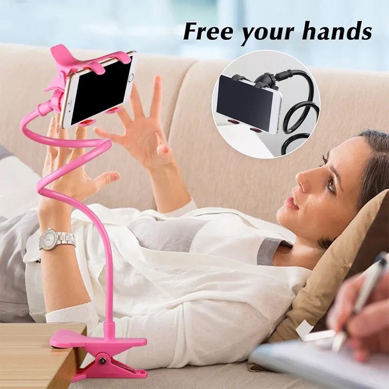 Flexible Gooseneck Mobile Phone Holder: Universal Lazy Bracket Stand for Bed, Desk, or Table - Smartphone Stents Clip