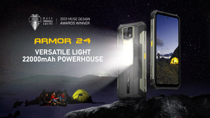 Ulefone Armor 24 Rugged Phone - 22000mAh, 24GB+256GB, 6.78" 120Hz Display, 64MP+64MP Camera, NFC, LED Light, Global Version