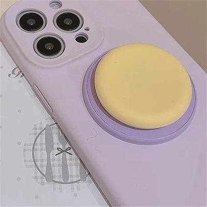 Cute Macaron Silicone Magnetic Phone Stand - Round Grip Holder for iPhone 15, iPad, MagSafe, and Smart Tok
