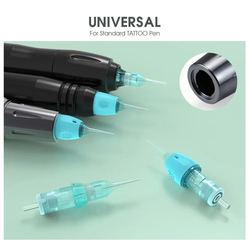 20pcs Gray Tattoo Cartridge Needles – Disposable Sterile Membrane System for Permanent Makeup Machines & Grips