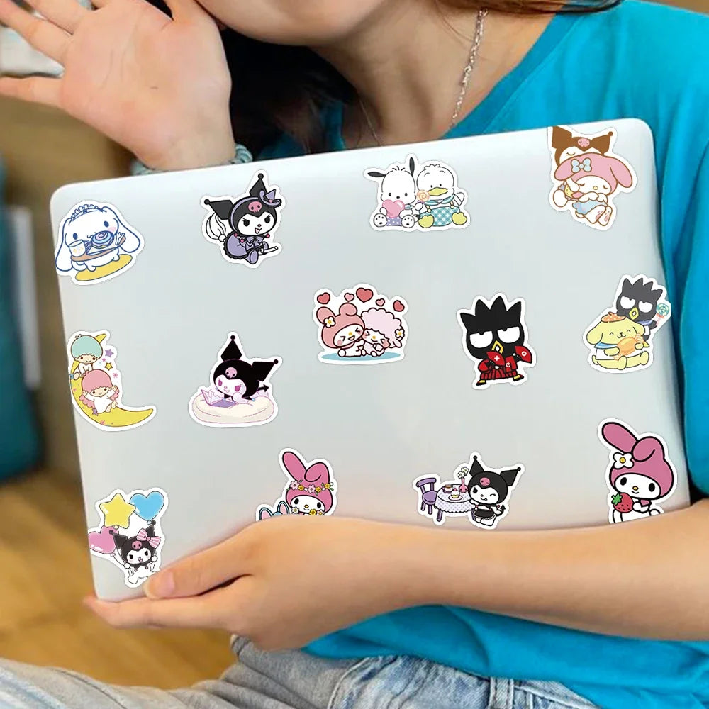 Kawaii Hello Kitty and My Melody Stickers – Cute Sanrio Decals for Kids, DIY Laptop, Phone, and Diary