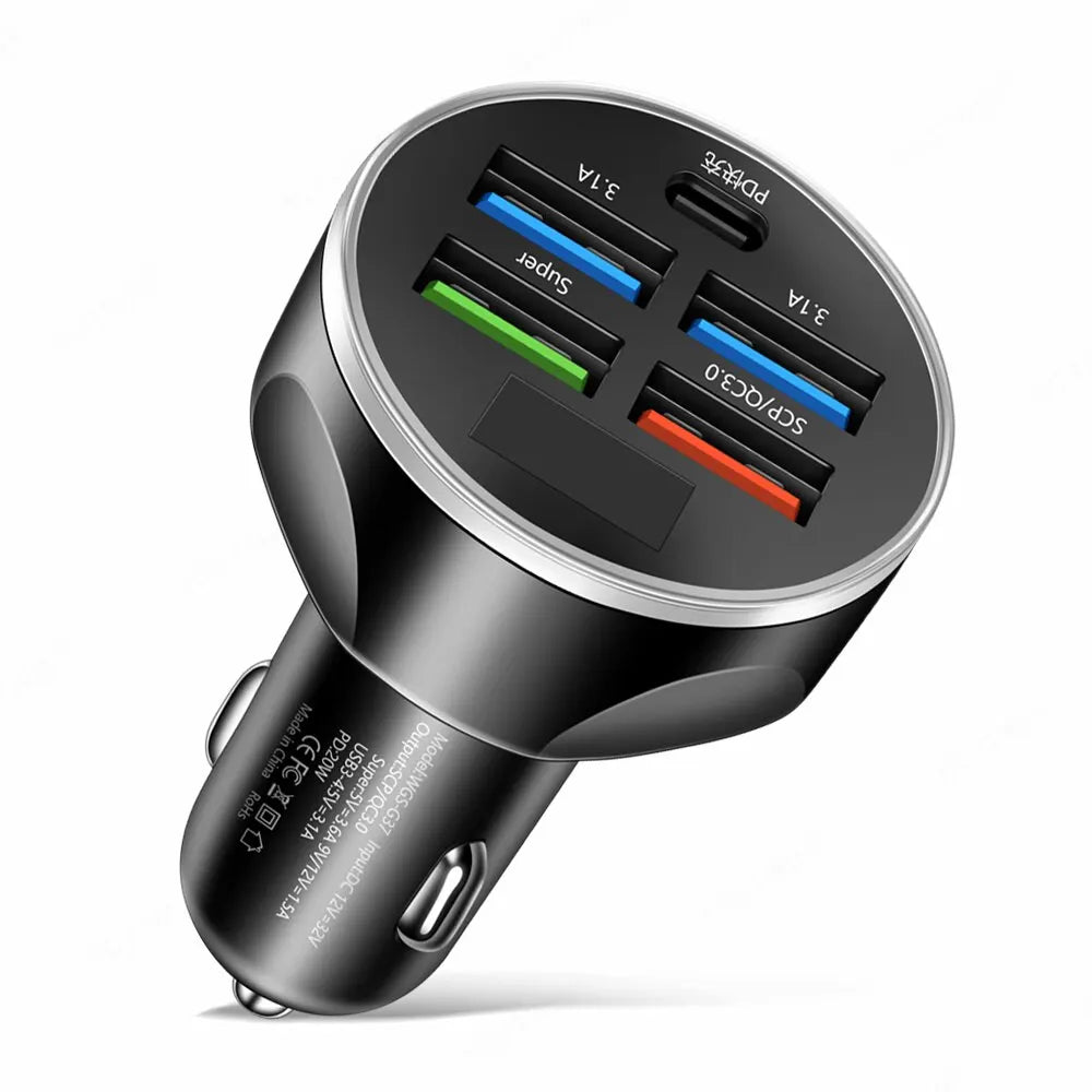 4 USB PD 250W Car Charger: Type C Fast Charging Adapter for iPhone, Samsung, Huawei, Xiaomi - QC 3.0 Compatible