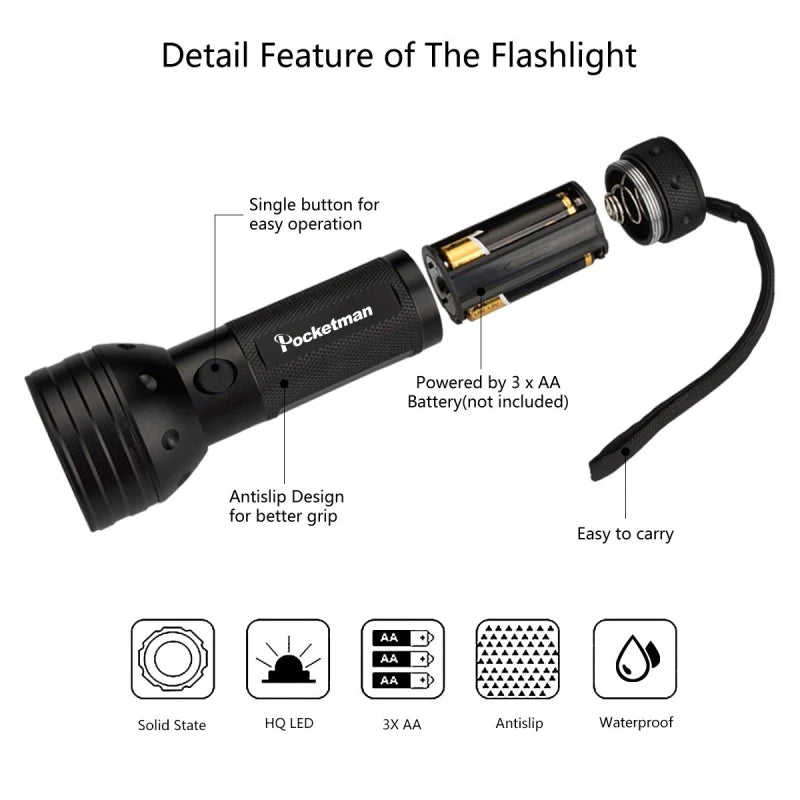 100 LED UV Flashlight 395NM – Black Light Torch for Dog Urine, Pet Stains & Bed Bug Detection