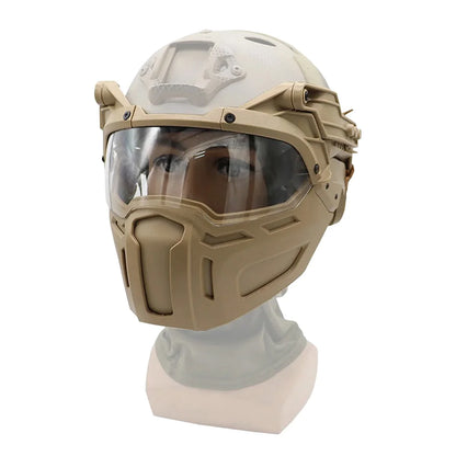 Tactical FAST Helmet Half Face Mask with Flip Goggles – Airsoft, Paintball, and Hunting Gear Accessories