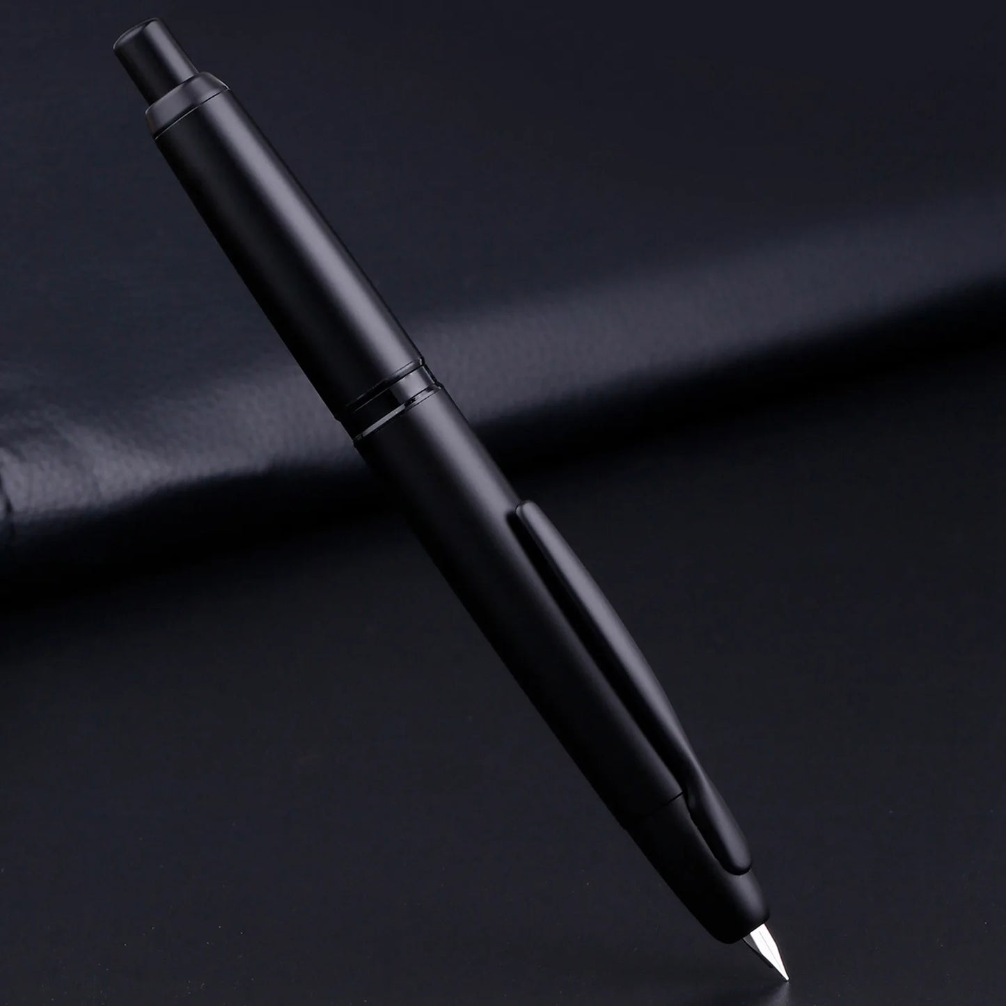 Majohn A1 Press Fountain Pen - Retractable EF Nib 0.4mm, Metal Matte Black Ink Pen with Converter, Ideal Student Gift