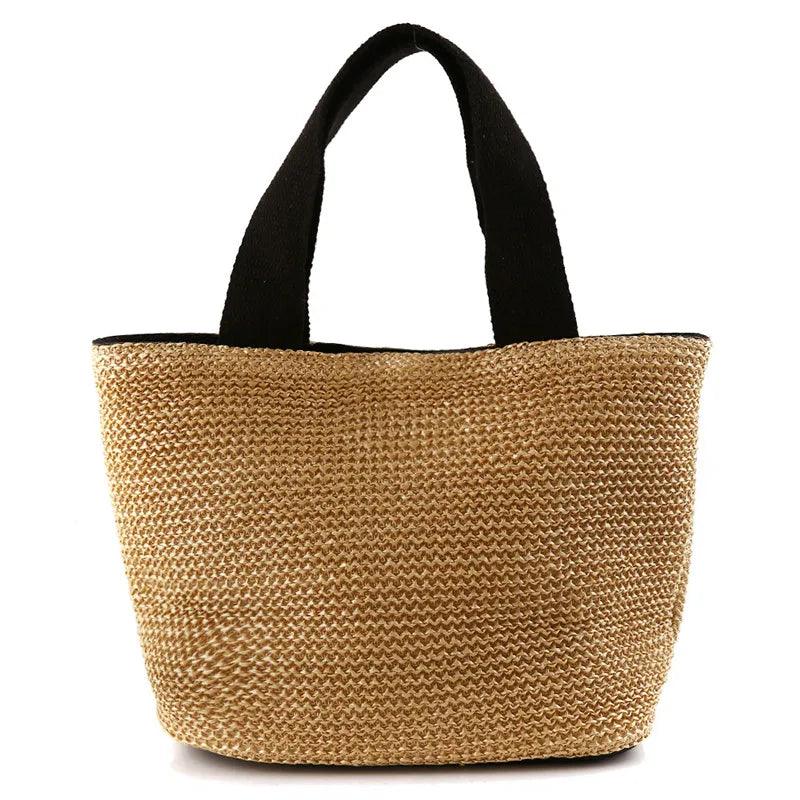 Women’s Bohemian Beach Straw Bag – Handmade Woven Rattan Bucket Shoulder & Crossbody Handbag