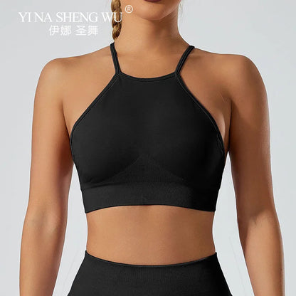 Women’s Shockproof Fitness Sports Bra – Push-Up Crop Top for Gym, Yoga & Workout