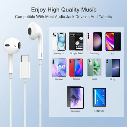 Original Wired Earphones – Compatible with iPhone 12-17, Samsung, Lightning, USB-C & 3.5mm Devices