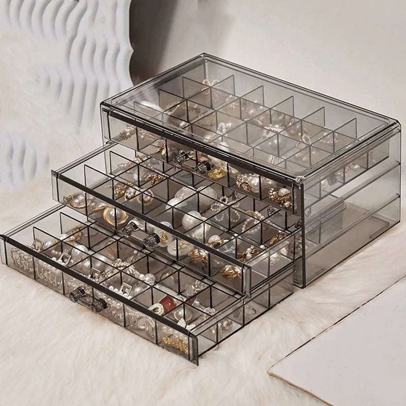 Jewelry Storage Box – Transparent PS, Available in Brown, Gray, Pink Colors