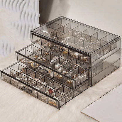 Jewelry Storage Box – Transparent PS, Available in Brown, Gray, Pink Colors