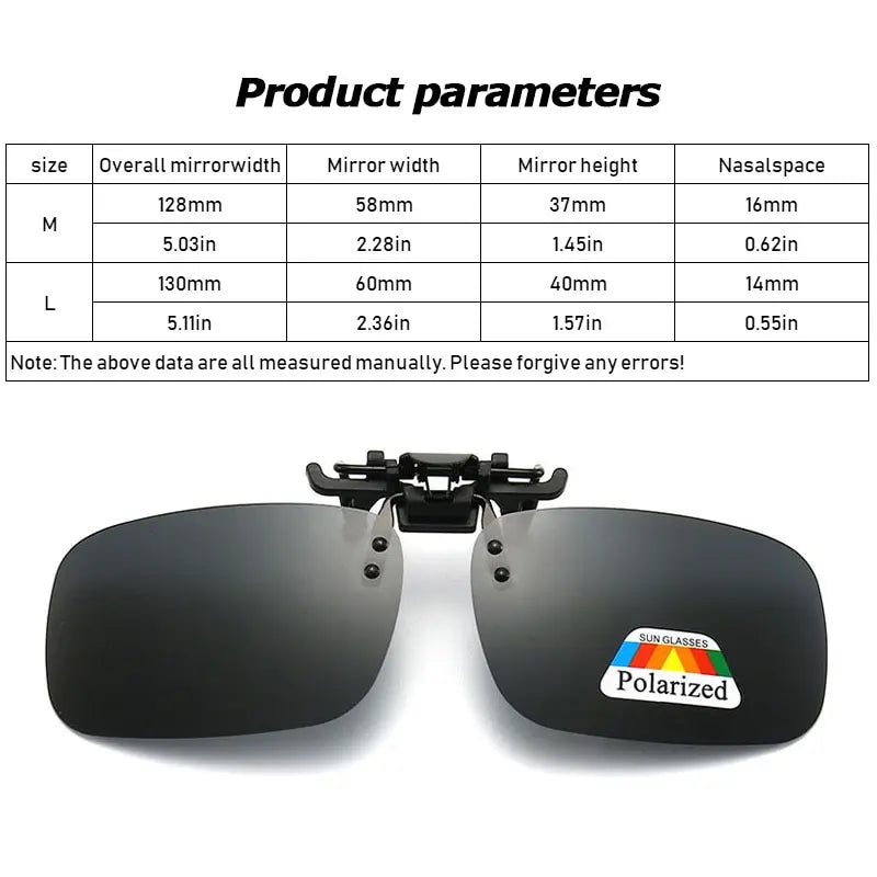 Polarized Clip Sunglasses 2Pcs Set: Myopia Glasses Clip for Driving Fishing Night Vision, Clip-on Sun Shading Eyeglasses