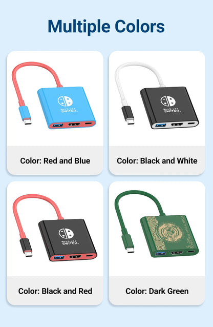 Portable Nintendo Switch Docking Station — Type-C Hub with HDMI & USB 3.0 for Travel Gaming
