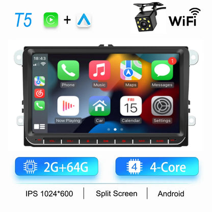 2DIN Android Car Radio for Volkswagen Golf 5/6, Polo, Passat B6/B7, CC, Skoda, Jetta - Multimedia, CarPlay, Wifi & GPS Navigation