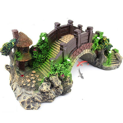 Fish Tank Resin Bridge Decoration — Artificial Aquarium Landscape Ornament & Cave Accessory for Aquatic Pets