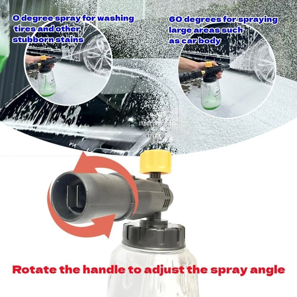 1 PC Black and Yellow Thick Handle Foam Cannon with 1000 ML Transparent Bottle: Snow Foam Lance Washer Kit - Pressure Car Washer Accessory