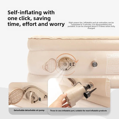 MOUNTAINHIKER 2025 Inflatable Air Mattress - PVC Glamping Camping / interior Bed Mat with Built-In Pump for 1-3 Person