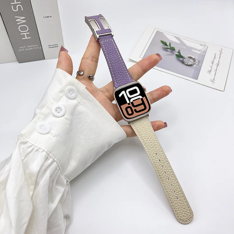 Genuine Leather Straps for Apple Watch – 40mm-49mm Bands for Series 5/6/7/8/9/10, SE & Ultra