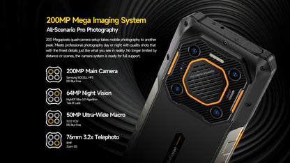 Ulefone Armor 26 Ultra 5G Rugged Waterproof Smartphone - 120W Fast Charging, 15600mAh, 200MP+64MP, 24GB+512GB, NFC