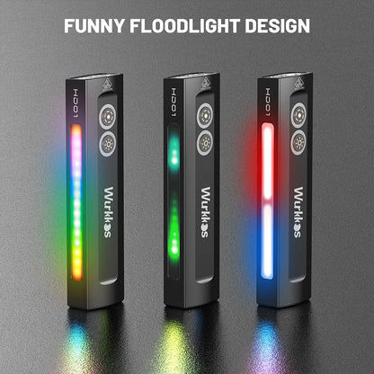 Wurkkos HD01 Multi-Function Rechargeable Flashlight – 1200LM Flat Torch with Green, White, RGB Side Light, IP65 Waterproof