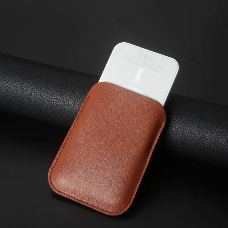 Leather Power Bank Cover Pouch: Protective Case for iPhone 13 Magsafe External Battery