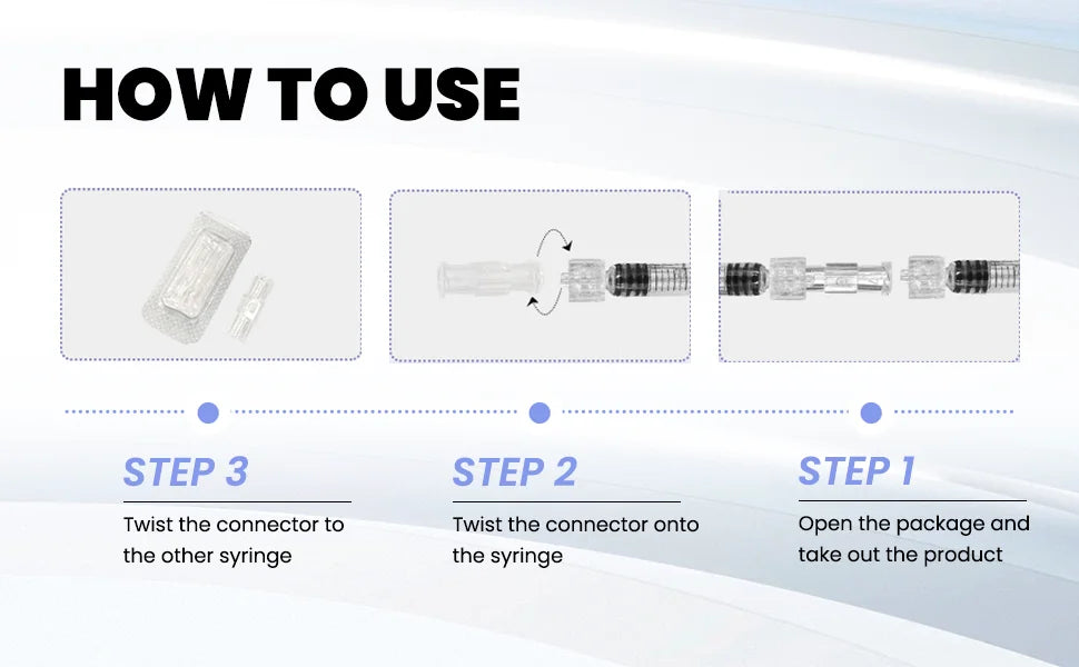 Double Helix Luer Syringe Connector – Sterile Transparent PP Pneumatic Parts, Leak-Proof Drug Guide Device (10/20/50/100pcs)