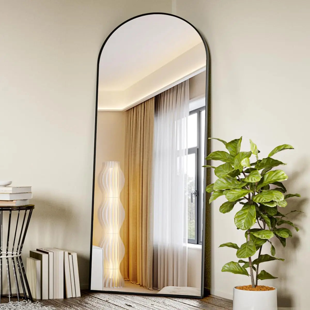Arched Full Length Mirror – 71"x26" Full Body Floor Mirror, Standing, Hanging or Leaning Wall Mount with Stand