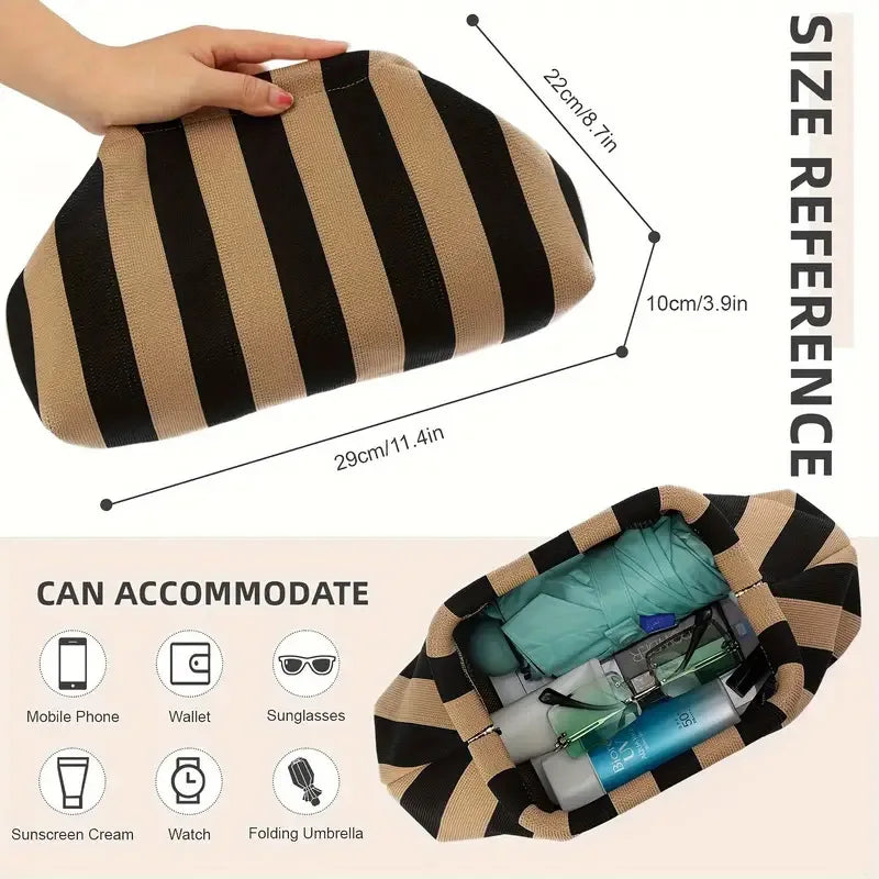 Summer Woven Crochet Clutch Bag – Women’s Cute Ruched Cloud Handbag, Casual Colorblock Purse