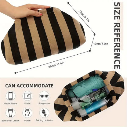 Summer Woven Crochet Clutch Bag – Women’s Cute Ruched Cloud Handbag, Casual Colorblock Purse