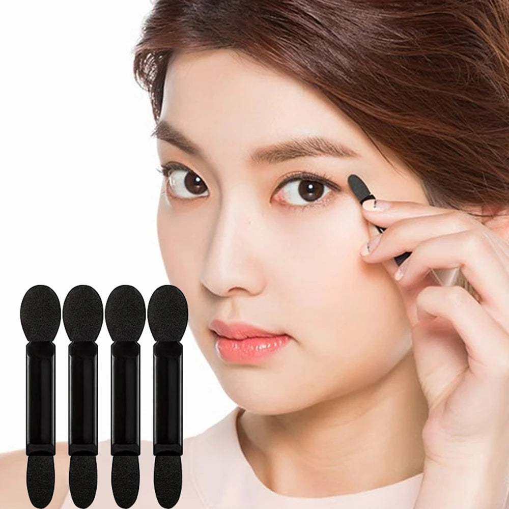 10/50PCS Double-Ended Sponge Sticks - Portable Eyeshadow, Eyeliner & Lip Makeup Applicators, Disposable Cosmetic Tools